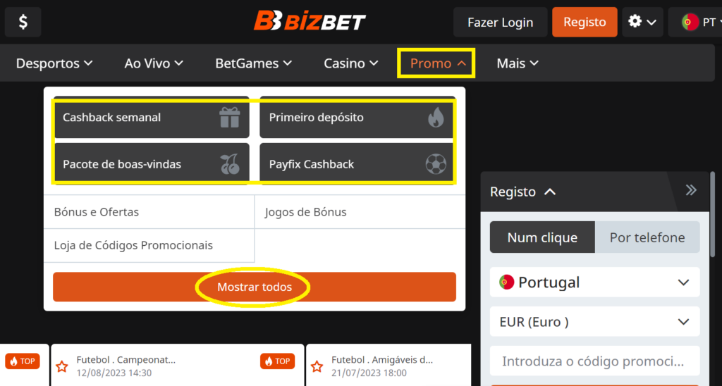 Benefícios ao Entrar no BizBet